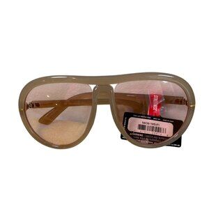 Streetwise Oversized Aviator Sunglasses Shades 100% UV Beige Frame Brown Tint